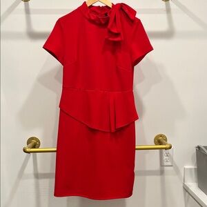 Glamour Red Mini Dress with Bow Accent